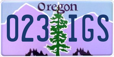 OR license plate 023IGS