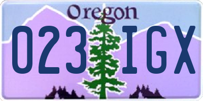 OR license plate 023IGX