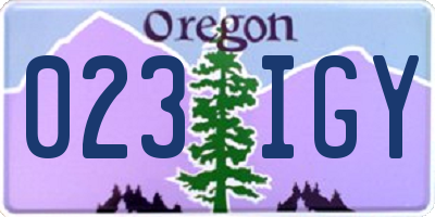 OR license plate 023IGY