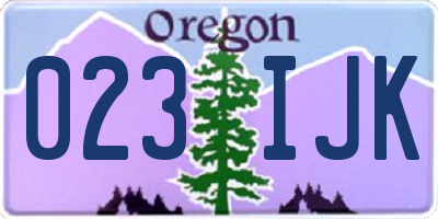 OR license plate 023IJK