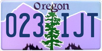 OR license plate 023IJT