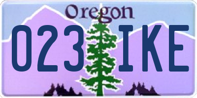 OR license plate 023IKE