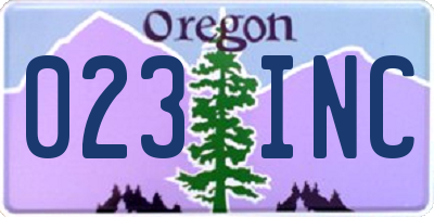 OR license plate 023INC
