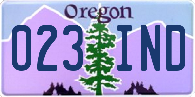 OR license plate 023IND
