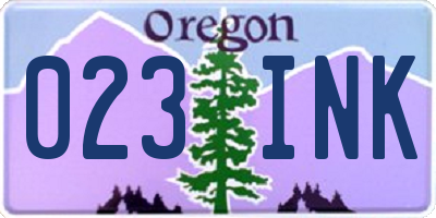 OR license plate 023INK