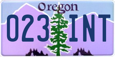 OR license plate 023INT