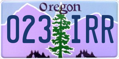OR license plate 023IRR