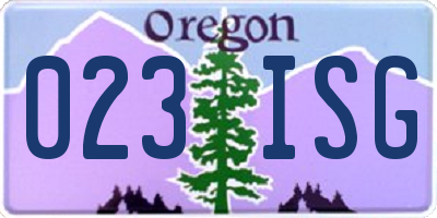OR license plate 023ISG