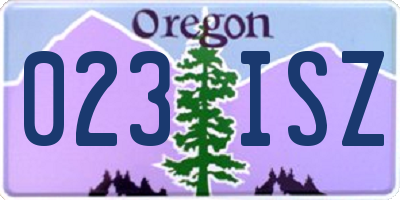 OR license plate 023ISZ