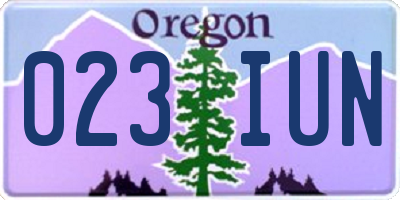 OR license plate 023IUN