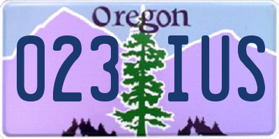 OR license plate 023IUS