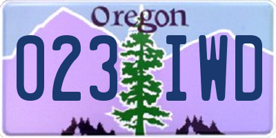 OR license plate 023IWD