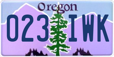 OR license plate 023IWK
