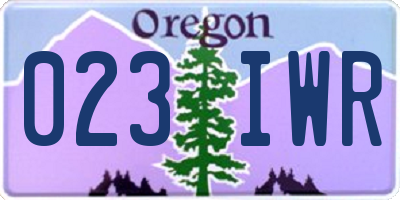 OR license plate 023IWR