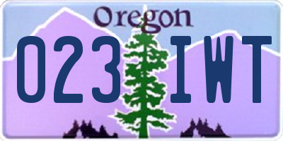 OR license plate 023IWT
