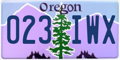 OR license plate 023IWX