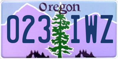 OR license plate 023IWZ