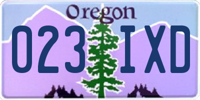 OR license plate 023IXD