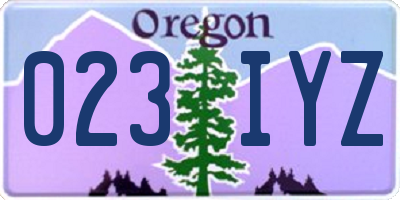 OR license plate 023IYZ