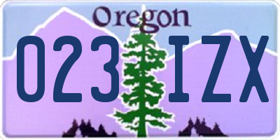 OR license plate 023IZX