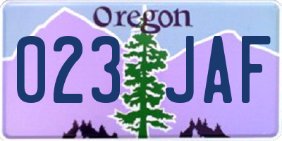 OR license plate 023JAF