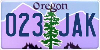 OR license plate 023JAK