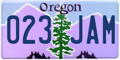 OR license plate 023JAM