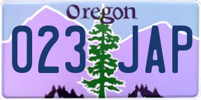 OR license plate 023JAP