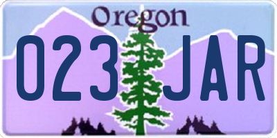OR license plate 023JAR