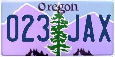 OR license plate 023JAX