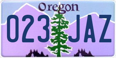 OR license plate 023JAZ