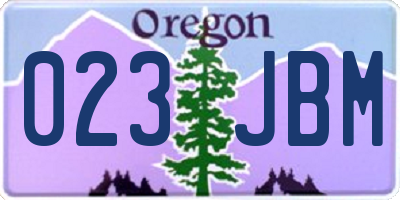 OR license plate 023JBM