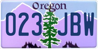 OR license plate 023JBW
