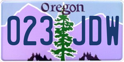 OR license plate 023JDW