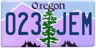 OR license plate 023JEM