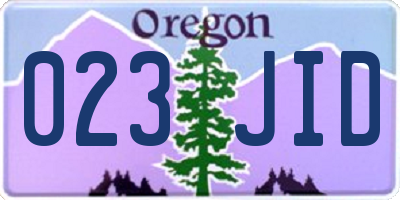 OR license plate 023JID