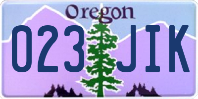 OR license plate 023JIK