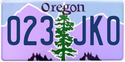 OR license plate 023JKO