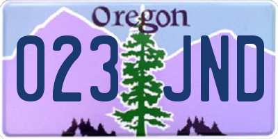 OR license plate 023JND