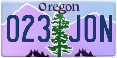 OR license plate 023JON