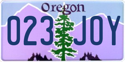 OR license plate 023JOY
