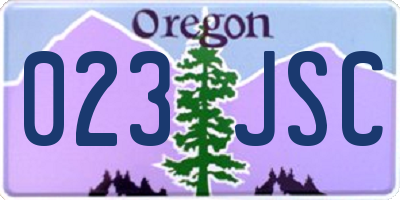 OR license plate 023JSC