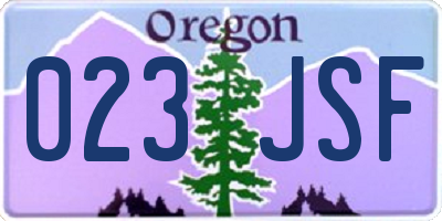 OR license plate 023JSF
