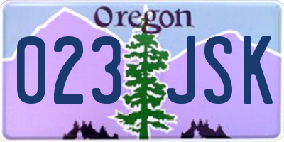 OR license plate 023JSK