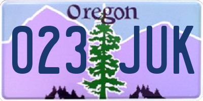 OR license plate 023JUK