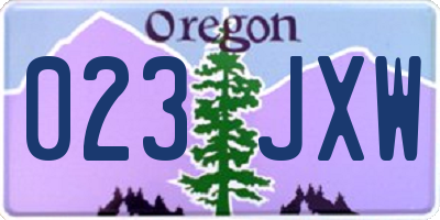 OR license plate 023JXW