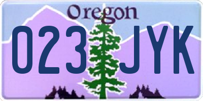 OR license plate 023JYK