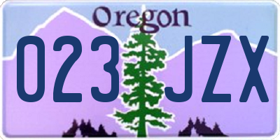 OR license plate 023JZX