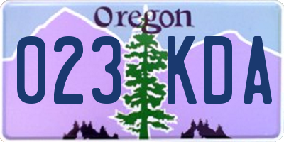 OR license plate 023KDA