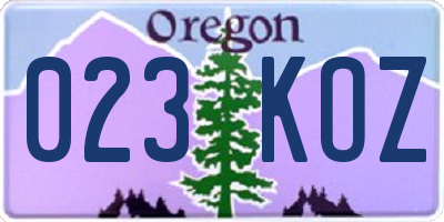 OR license plate 023KOZ